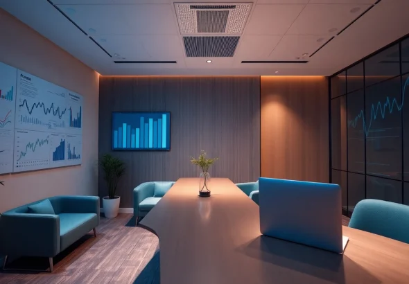 Profesjonalne biuro księgowe w Mieście Poznań z prezentacją wykresów finansowych i przyjazną przestrzenią.
