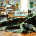 Bekijk variaties in camouflage stoffen met unieke patronen en texturen.