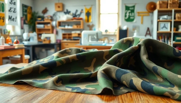 Bekijk variaties in camouflage stoffen met unieke patronen en texturen.
