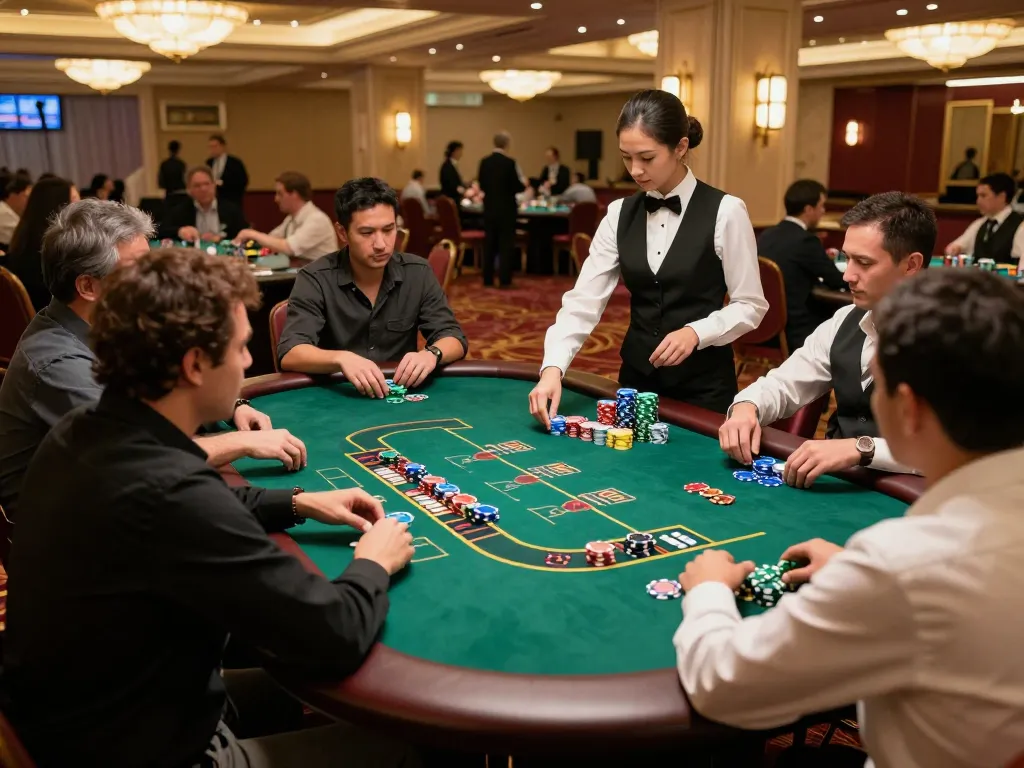 Players engaging in an exciting game at a casino while focusing on slot deposit 2rb strategies.