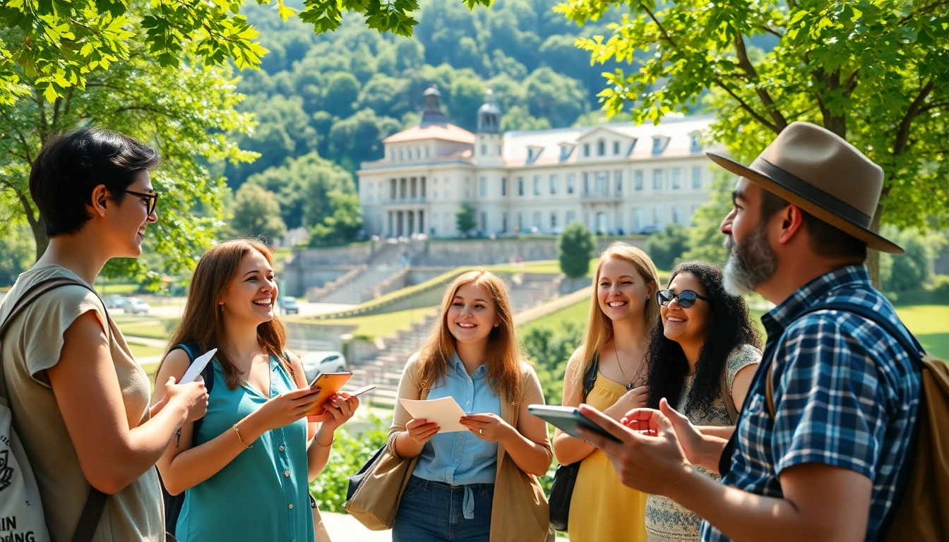 Group enjoying Clarksburg tours in a scenic park, creating unforgettable memories.