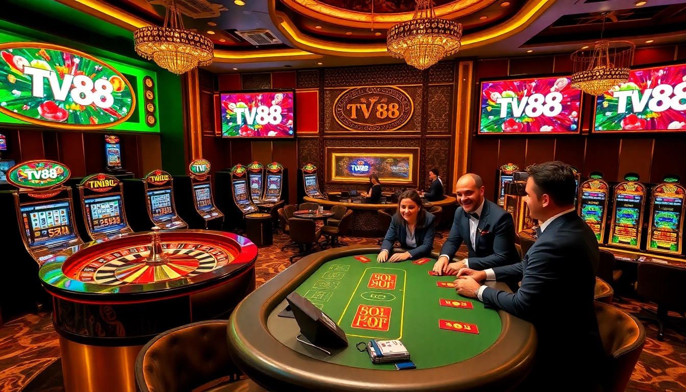 Experience thrilling gameplay at TV88 casino with vibrant poker and roulette excitement.