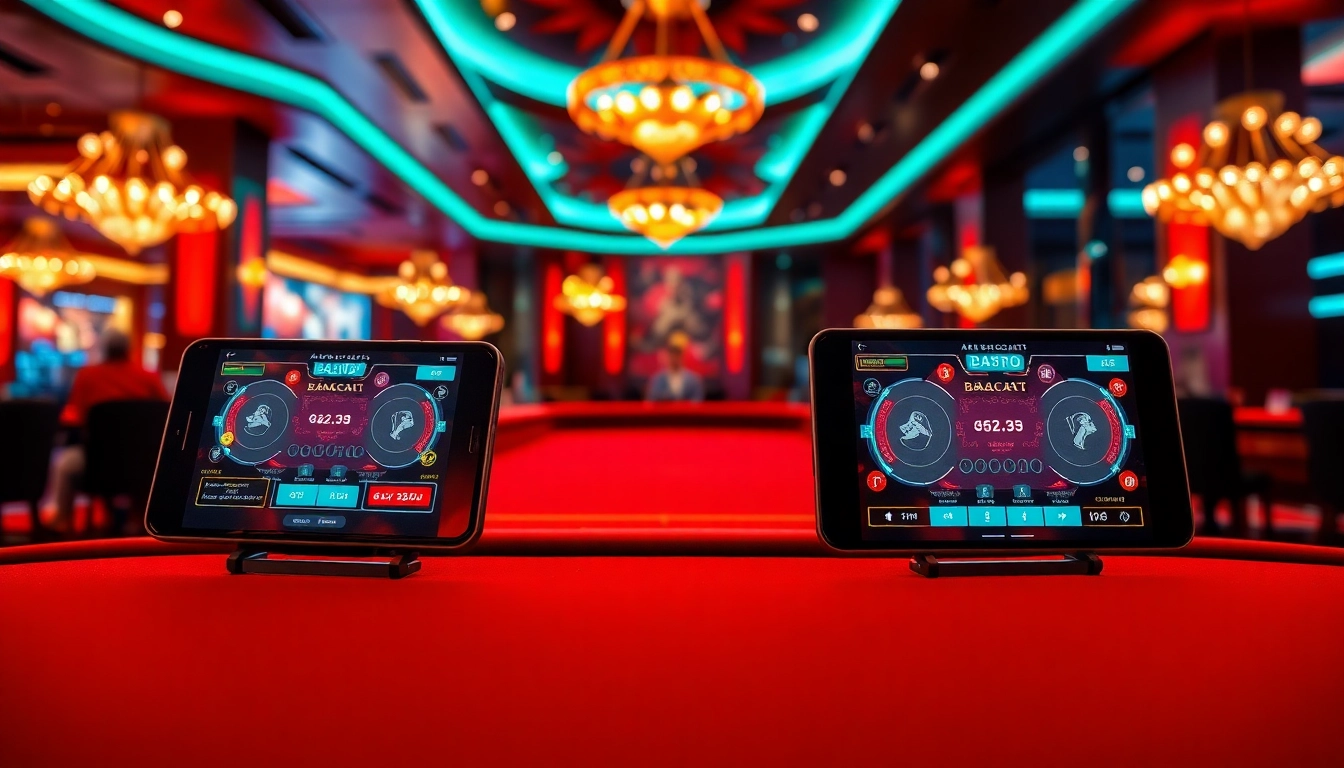 다양한 장치에서 바카라 게임을 강조하는 매력적인 온라인 카지노 경험, 키워드 카지노사이트를 나타냄.