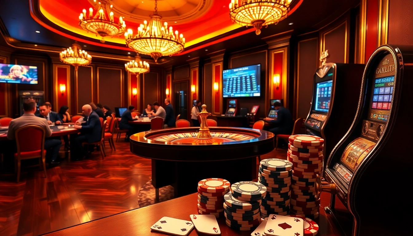 Ambiance de jeu excitante du meilleur casino en ligne avec roulette, jetons de poker et cartes.