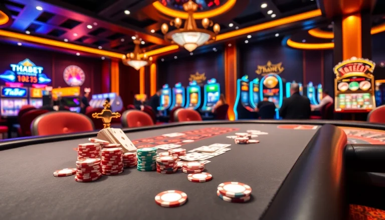 Experience the thrill of gambling with Thabet at a lively casino table filled with action.