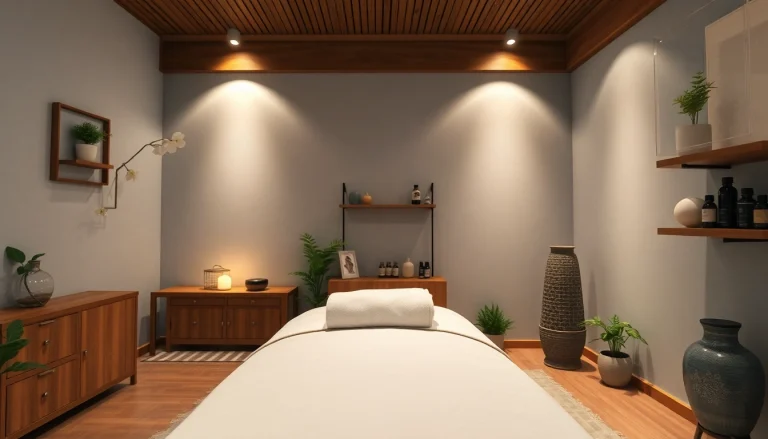 편안한 분위기와 에센셜 오일을 사용한 인천마사지 중심의 이완 마사지 치료실 세팅.