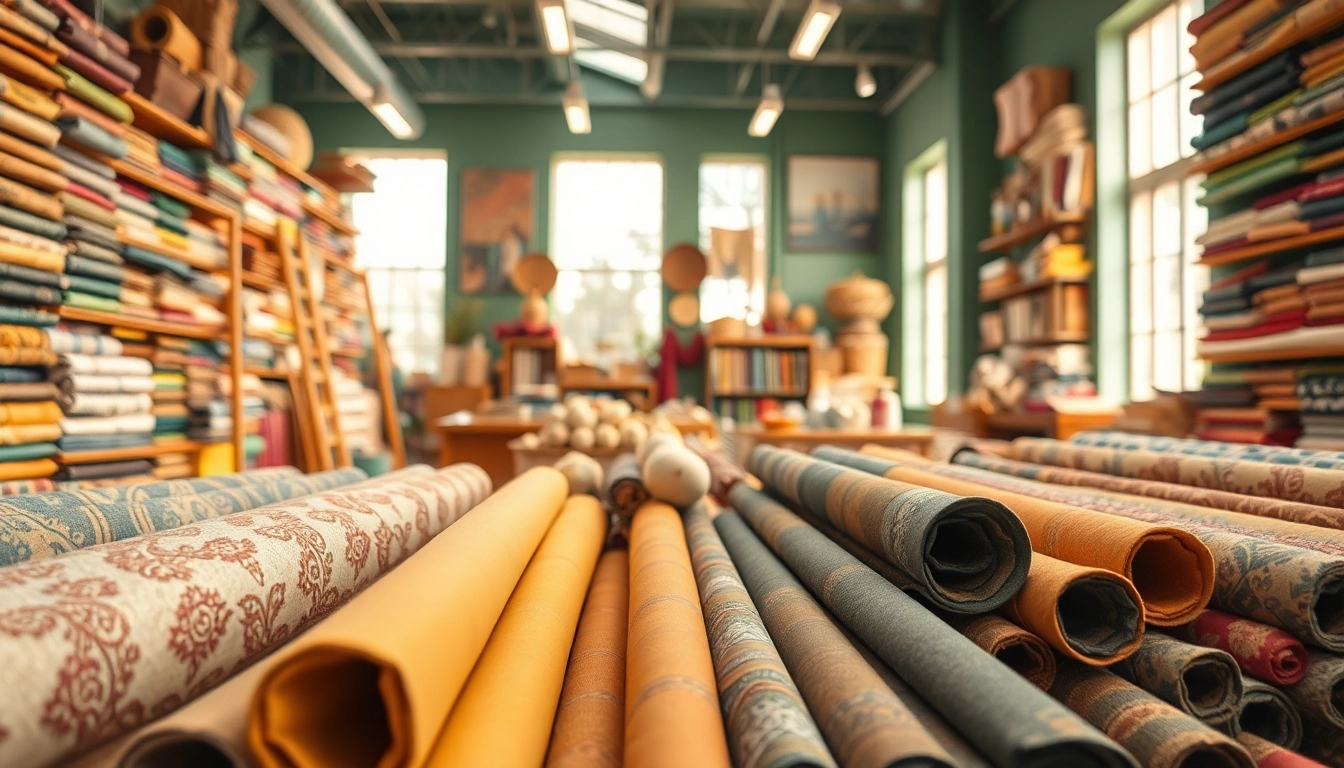 Bekijk canvas stoffen in een kleurrijke stoffenwinkel, vol met diverse patronen en texturen.